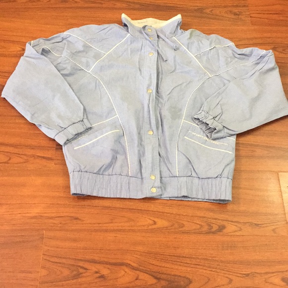 80s VintageBlue Button Up Light Jacket Medium - Picture 6 of 8